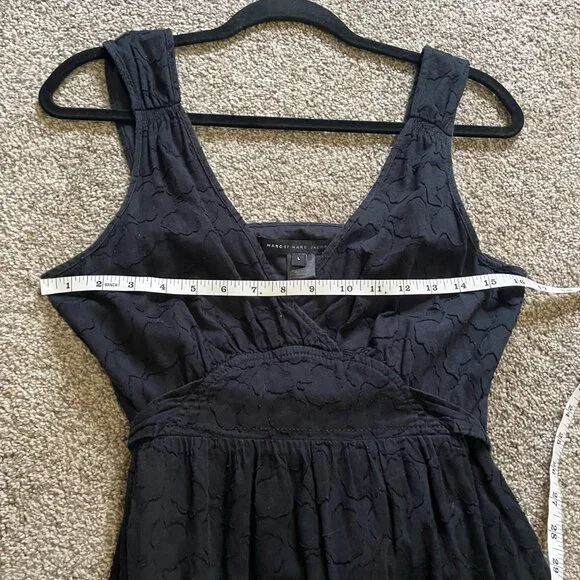 Marc By Marc Jacobs Black Empire Tie Waist Texture Dress Size Large